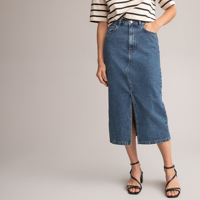 Mid length denim skirts short shop
