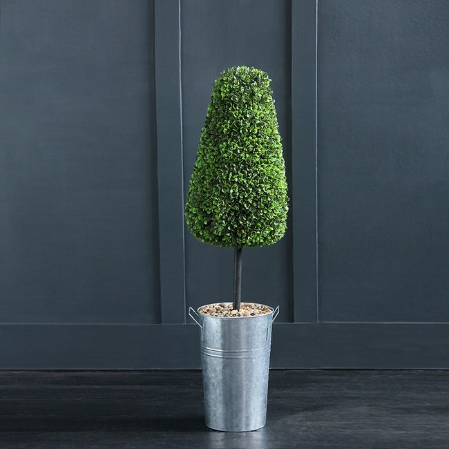95cm Artificial Conical Boxwood Topiary in a Metal Container, green, SO'HOME