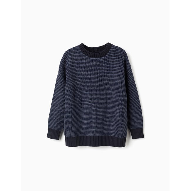 Pull en maille épaisse avec épaules tombantes bleu foncé <span itemprop=