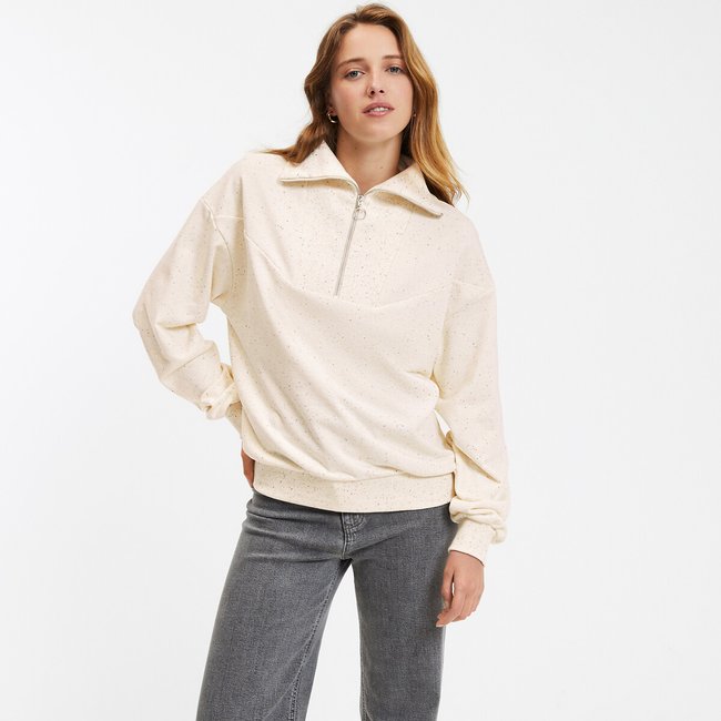 Sweatshirt mit Troyerkragen elfenbein <span itemprop=