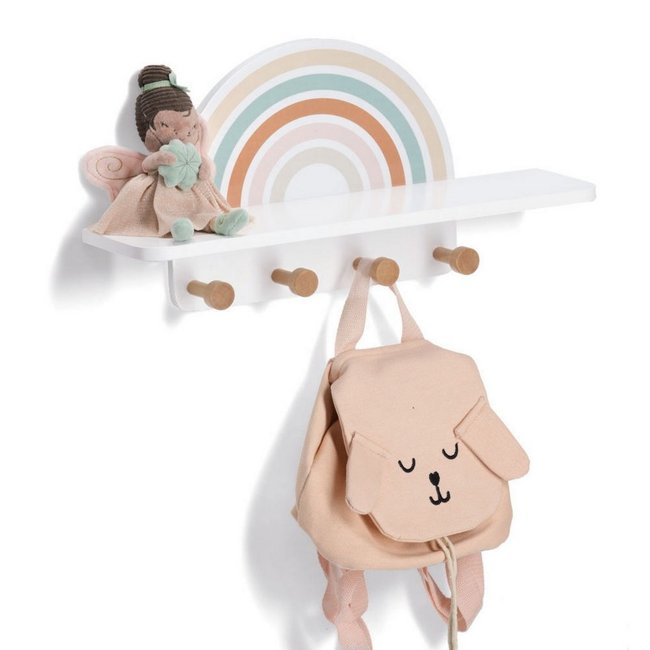 Portemanteau mural étagère enfants Couleur multicolore <span itemprop=