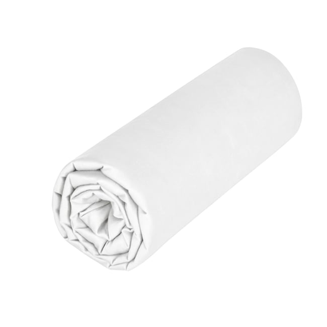 Drap Housse   Percale De Coton - CORAIL blanc <span itemprop=