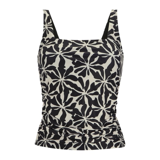 Haut de tankini motif/style floral abstrait LORIA noir <span itemprop=