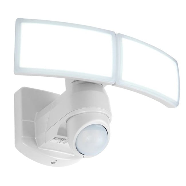 Double projecteur mural sur secteur blanc deux têtes orientables avec détecteur de mouvement ARC LED blanc froid H15,6cm Couleur white <span itemprop=