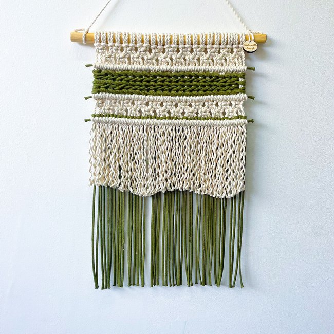 Painel de decoração de parede em macramé Blues, MACRAMAR natural/verde <span itemprop=