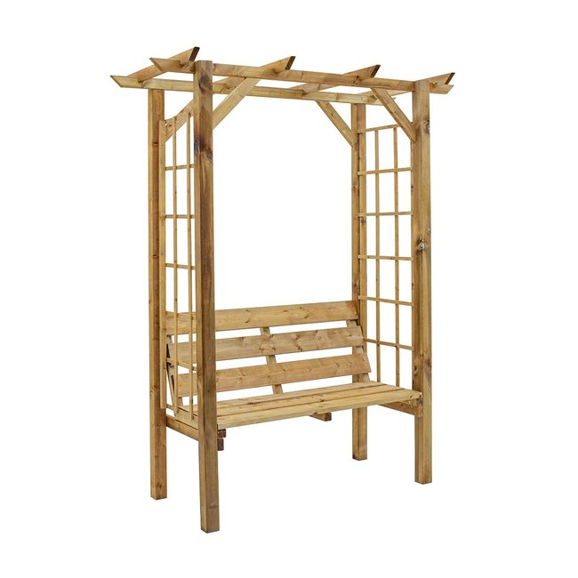 Banc 2 places avec arche en bois - CEMONJARDIN