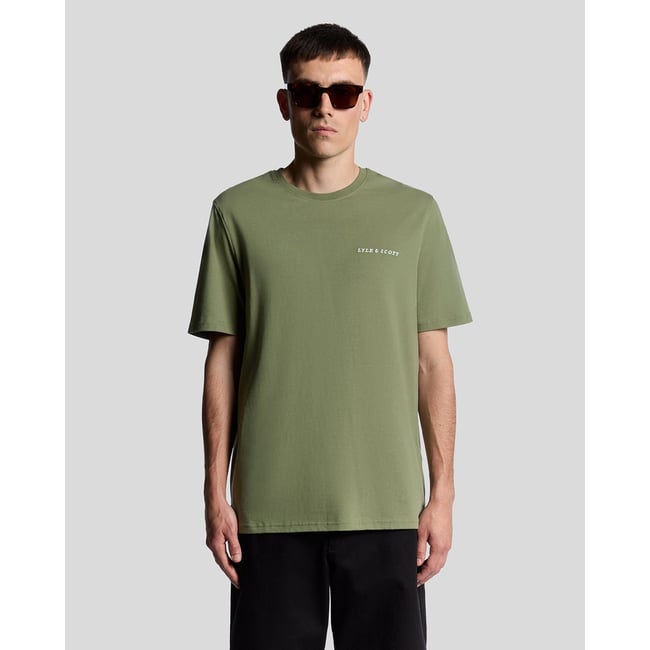 T-shirt logo script en coton col rond vert olive <span itemprop=