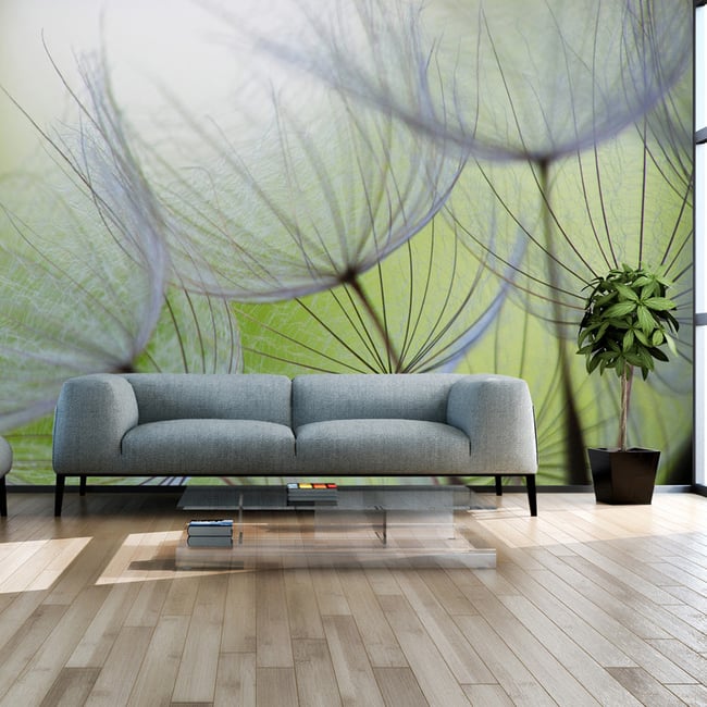 Papier peint intissé panoramique Fleurs Moments futiles Couleur vert <span itemprop=