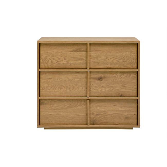 Commode finition bois foncé noyer 3 tiroirs L90 cm LOTHAIRE - MILIBOO