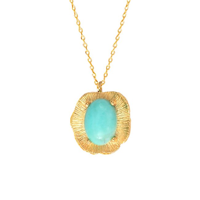 Collier amazonite doré - swann bleu <span itemprop=