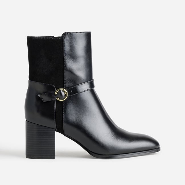 Boots À Talon en cuir NAHIA noir <span itemprop=