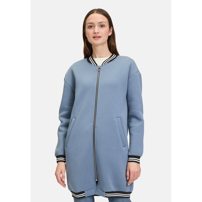 Manteau molletonné à bordures à rayures horizontales faded blue <span itemprop=