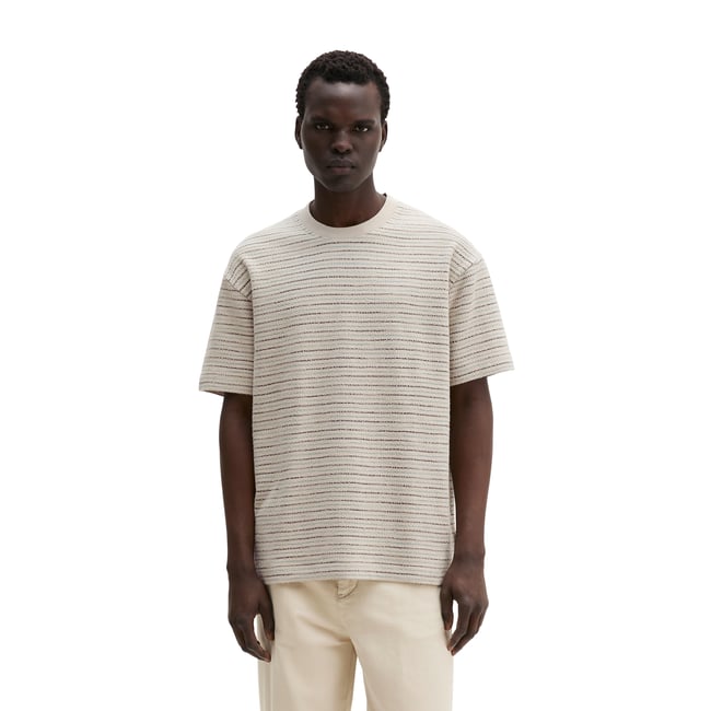 T-shirt DfC relaxed en jersey slub lourd beige <span itemprop=