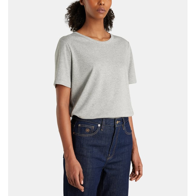 T-shirt droit lyon en coton bio gris chiné <span itemprop=
