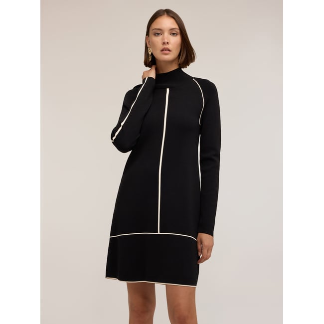Robe avec liserés contrastants noir <span itemprop=