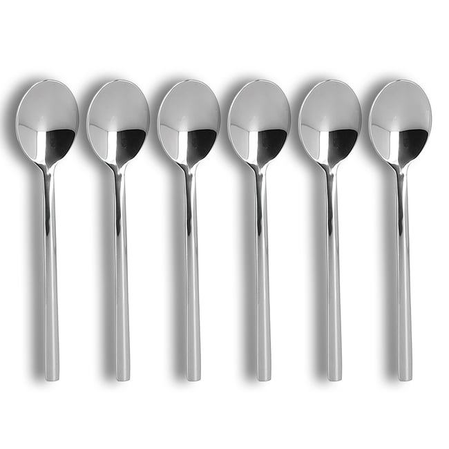 Lot de 6 cuillères à dessert en acier inoxydable, NATURE Couleur inox <span itemprop=
