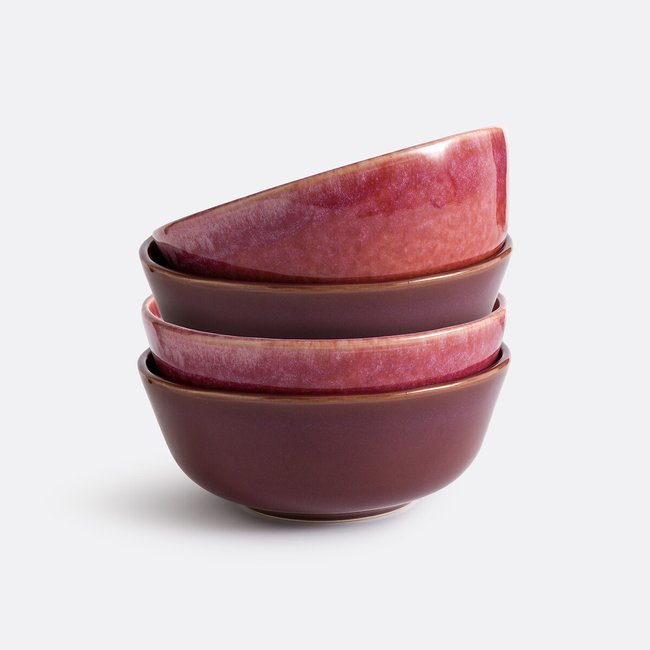 Set di 4 ciotole in gres reattivo smaltato reattivo, Sintra rosa/prugna LA REDOUTE INTERIEURS