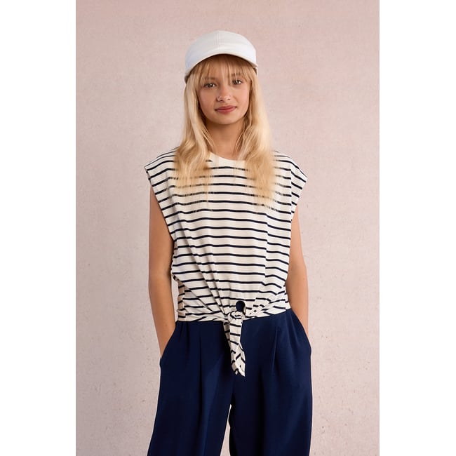 T-shirt rayé, à nouer white/navy blue <span itemprop=
