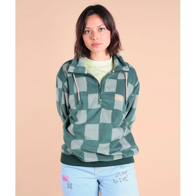 Demi zip polaire imprimé SARA v002239 <span itemprop=
