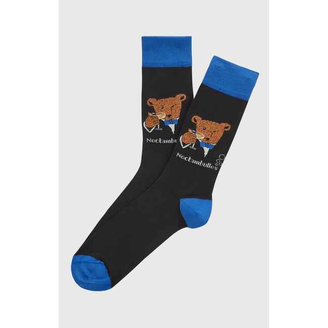 Chaussettes en coton imprimé Champagne noir <span itemprop=