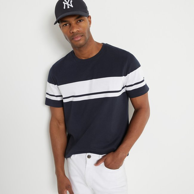 T-shirt girocollo maniche corte marine rigato bianco LA REDOUTE COLLECTIONS