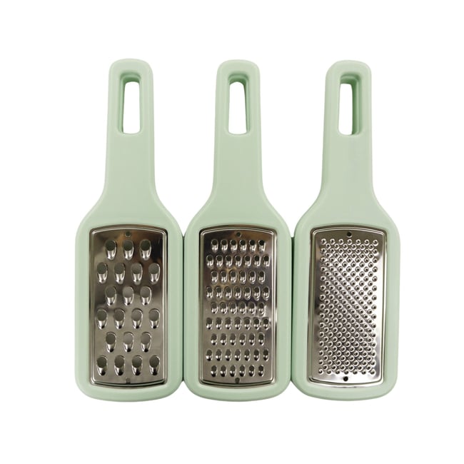 Lot de 3 râpes à légume manuel OCEAN gris,vert <span itemprop=
