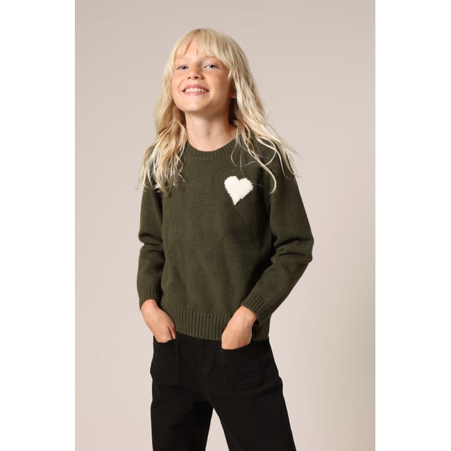 Pull fille en maille avec cœur contrasté ADONIS - DEELUXE