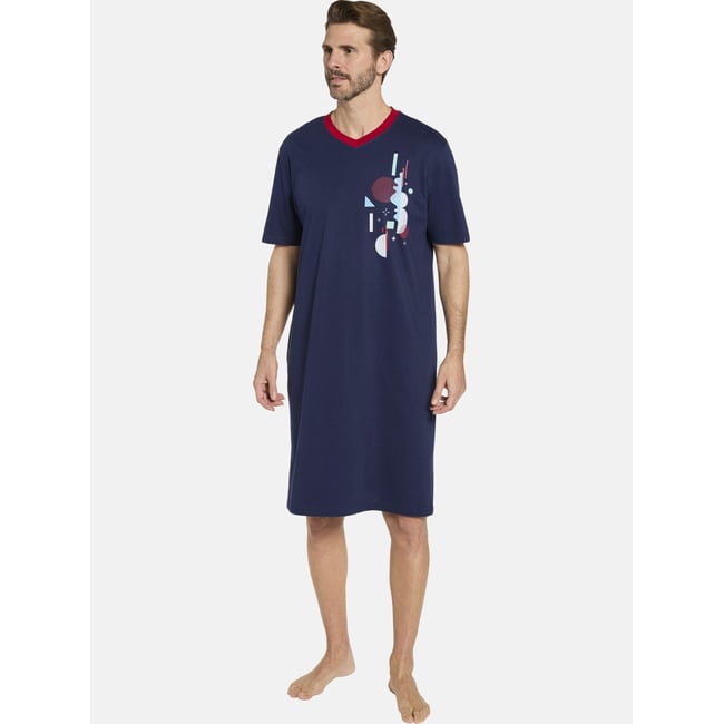 Lot de deux chemises de nuit SODDE rouge bleu foncé <span itemprop=