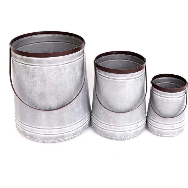 Ensemble de 3 pots porte-plante en zinc Couleur v002229 <span itemprop=