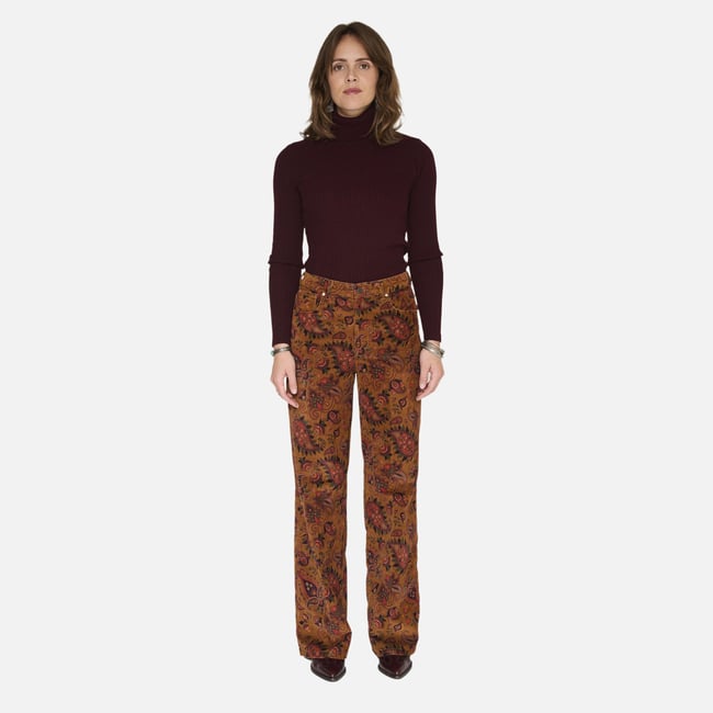 Pantalon THE JAGGER PAISLEY camel <span itemprop=