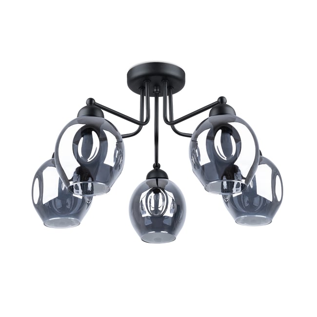Lustre Acier Noir E27 5 Fillan Couleur noir <span itemprop=