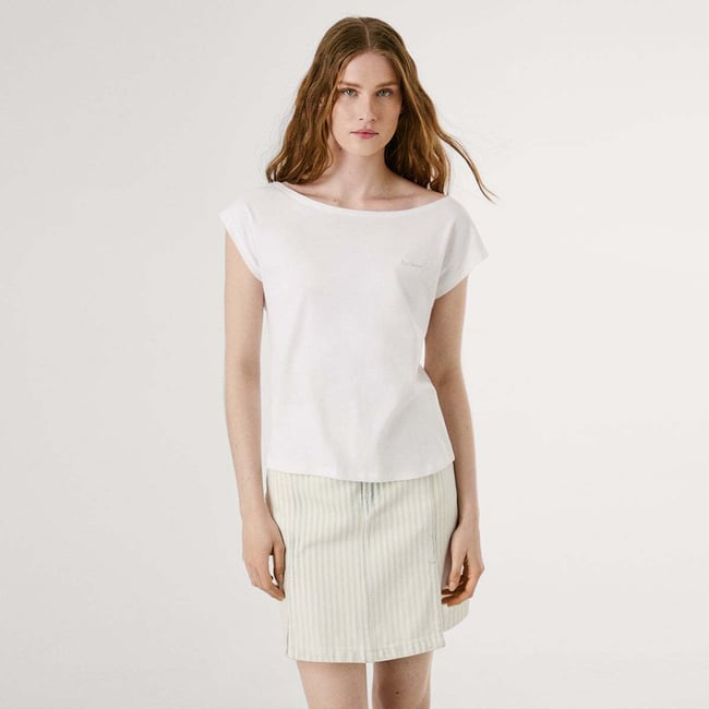 T-Shirt À Dos Échancré blanc <span itemprop=