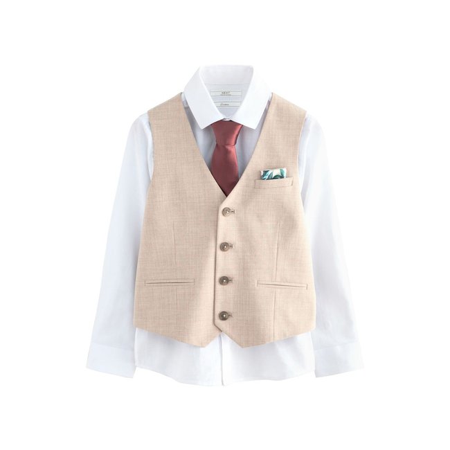 Ensemble gilet, chemise et cravate naturel <span itemprop=