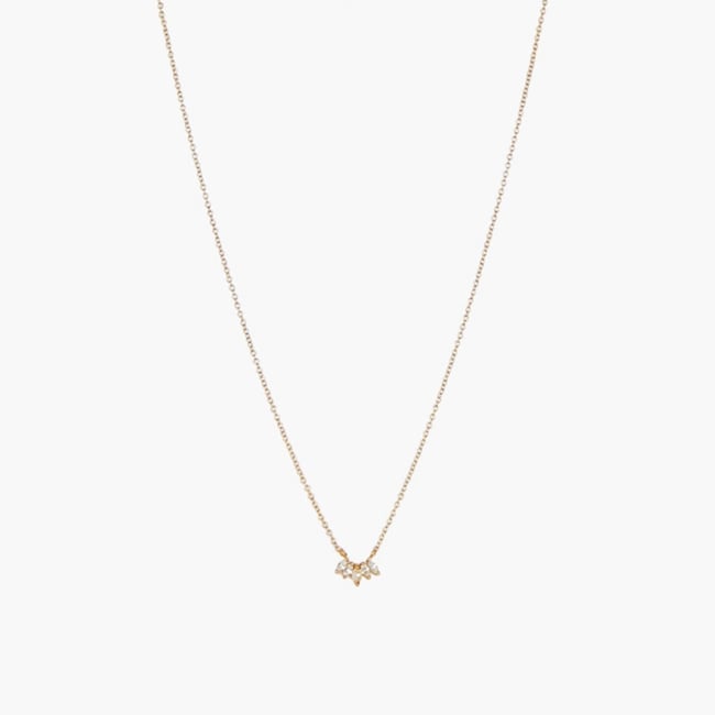 Collier pendentif pétales de zircon - argent garanti 925 doré <span itemprop=