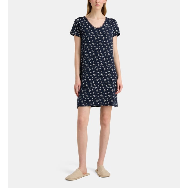 Chemise de nuit bera li à motif floral bleu marine <span itemprop=
