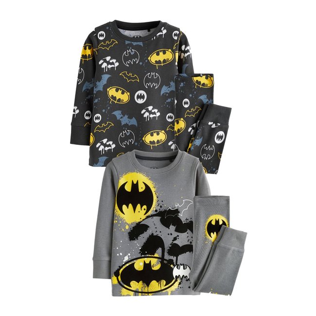Pyjamas douillets batman, lot de 2 noir/gris/jaune batman <span itemprop=