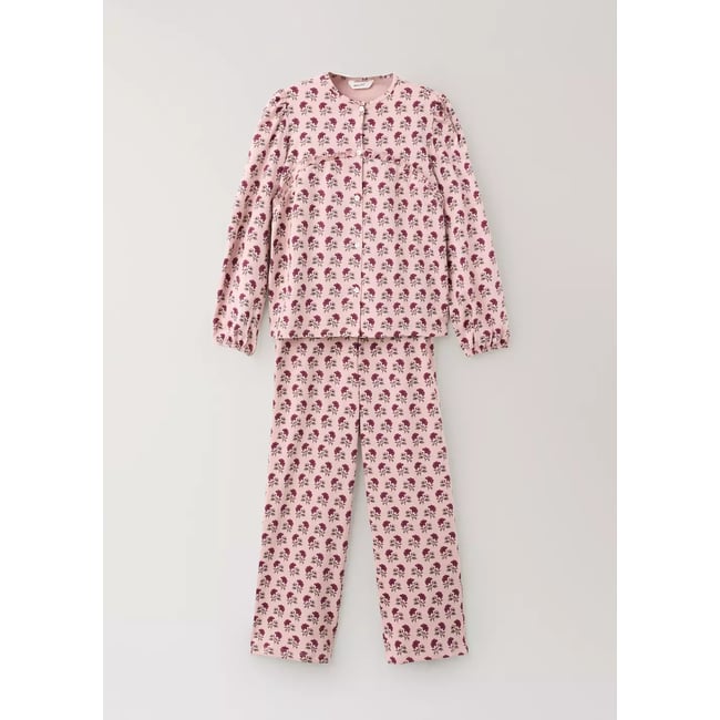 Pyjama complet imprimé à fleurs violet clair/pastel <span itemprop=