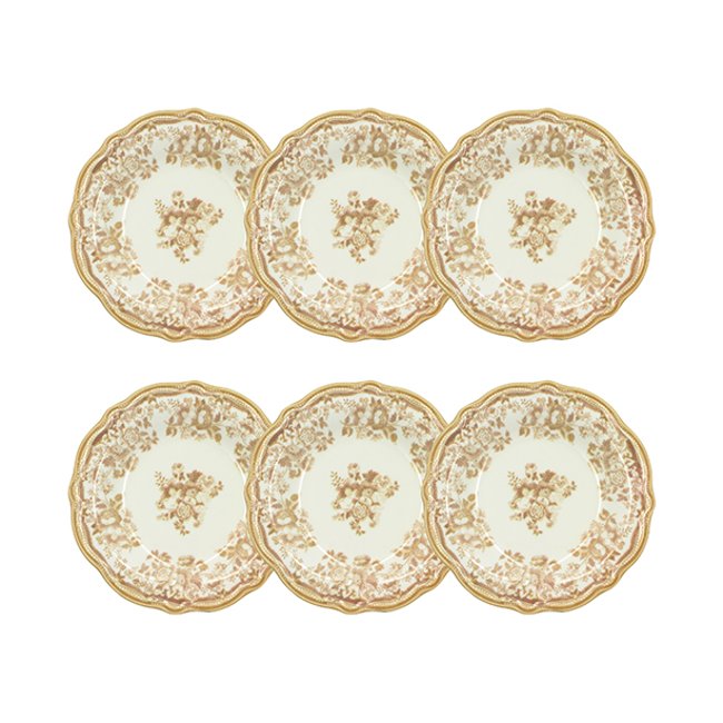 Lot de 6 assiettes creuses en grès 22cm, FAUSTINE Couleur miel <span itemprop=