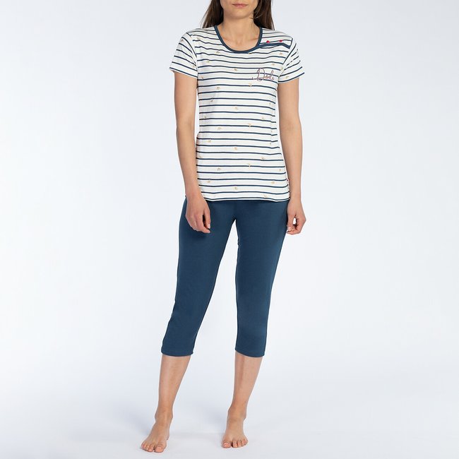 Pijama de mangas curtas, Houle riscas marinho/azul <span itemprop=