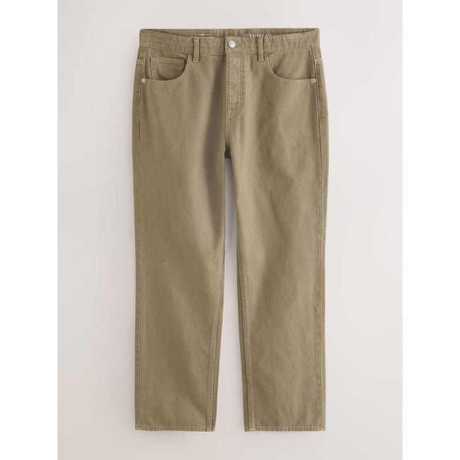 Jean en toile aspect denim marron fauve <span itemprop=