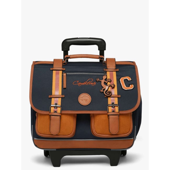 Cartable à roulettes 2 compartiments mustard badges <span itemprop=