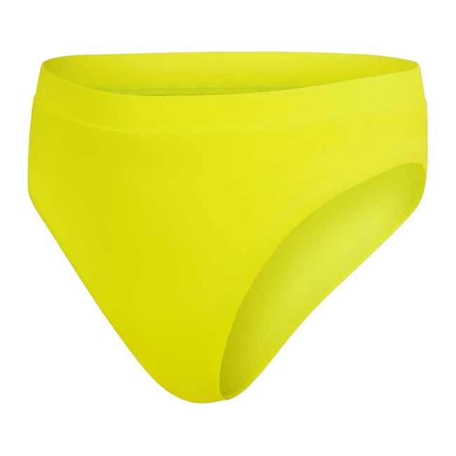 Culotte de bain unie à taille haute jaune <span itemprop=