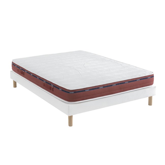 Ensemble matelas 100% latex, sommier Lune et pieds Crépuscule 500 Couleur blanc <span itemprop=
