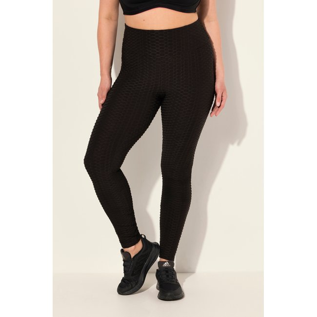 Leggings di calza con effetto velato e interno color carne, nero | Ulla Popken