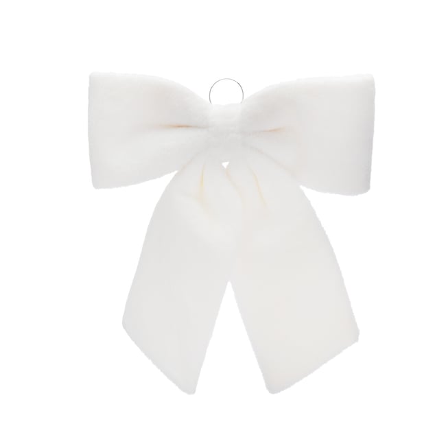 60cm Nordic Lights Decorative White Faux Fur Fabric Bow, white, SO'HOME