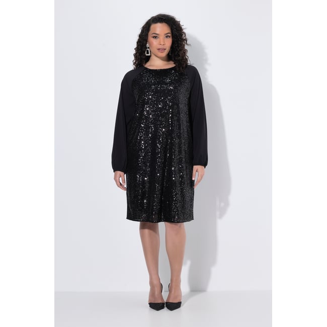 Robe à paillettes, décolleté rond noir <span itemprop=