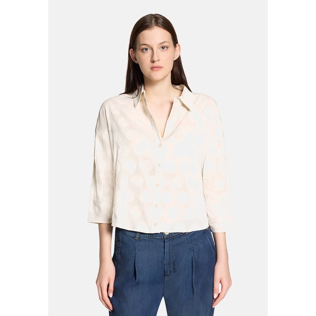 Chemisier oversize à col silky beige <span itemprop=