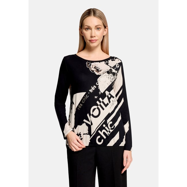 Haut casual à élastique noir/blanc <span itemprop=