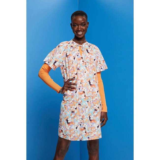 Vestido de manga corta con estampado de flores multicolor <span itemprop=