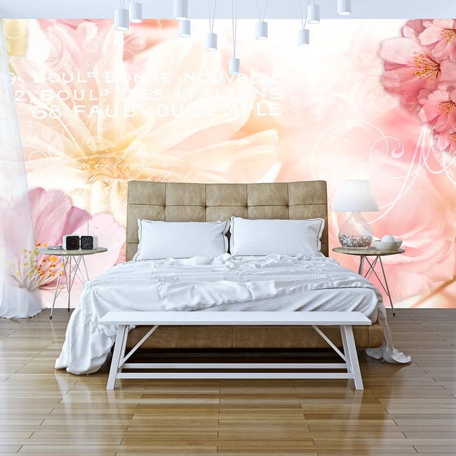 Papier peint intissé panoramique Vintage et Retro Romantic Message Couleur blanc <span itemprop=